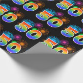 Fun Fireworks + Regenbogenmuster "50" Ereignisnumm Geschenkpapier (Ecke)