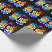 Fun Fireworks + Regenbogenmuster "53" Ereignisnumm Geschenkpapier (Ecke)