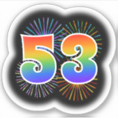 Fun Fireworks + Regenbogenmuster "53" Event # Aufkleber (Vorderseite)