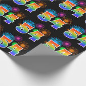 Fun Fireworks + Regenbogenmuster "54" Ereignisnumm Geschenkpapier (Ecke)