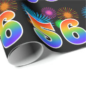 Fun Fireworks + Regenbogenmuster "56" Ereignisnumm Geschenkpapier (Rolleneckpunkt)