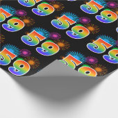 Fun Fireworks + Regenbogenmuster "59" Ereignisnumm Geschenkpapier (Ecke)