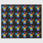 Fun Fireworks + Regenbogenmuster "5" Ereignisnumme Geschenkpapier (Flach)