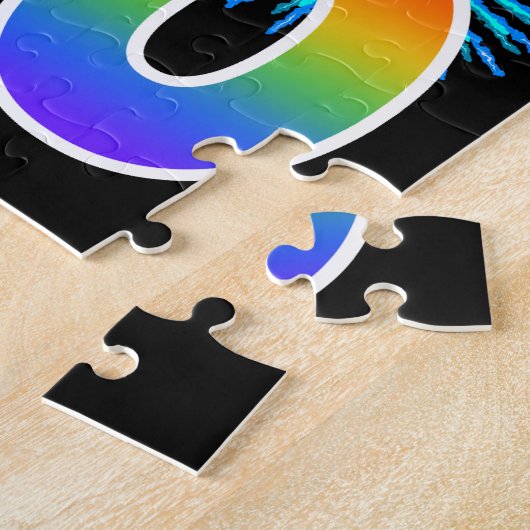 Fun Fireworks + Regenbogenmuster "60" Geburtstag # Puzzle (Seite)