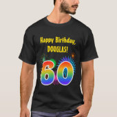 Fun Fireworks + Regenbogenmuster "60" Geburtstag # T-Shirt (Vorderseite)