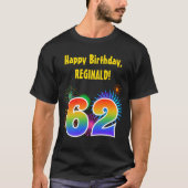 Fun Fireworks + Regenbogenmuster "62" Geburtstag # T-Shirt (Vorderseite)