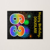 Fun Fireworks + Regenbogenmuster "63" Geburtstag # Puzzle (Horizontal)
