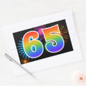 Fun Fireworks + Regenbogenmuster "65" Ereignisnumm Rechteckiger Aufkleber (Umschlag)