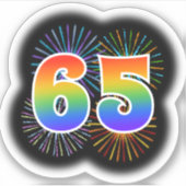 Fun Fireworks + Regenbogenmuster "65" Event # Aufkleber (Vorderseite)