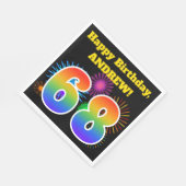 Fun Fireworks + Regenbogenmuster "68" Geburtstag # Serviette (Ecke)