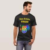 Fun Fireworks + Regenbogenmuster "6" Geburtstag # T-Shirt (Vorne ganz)