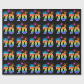Fun Fireworks + Regenbogenmuster "70" Ereignisnumm Geschenkpapier (Flach)