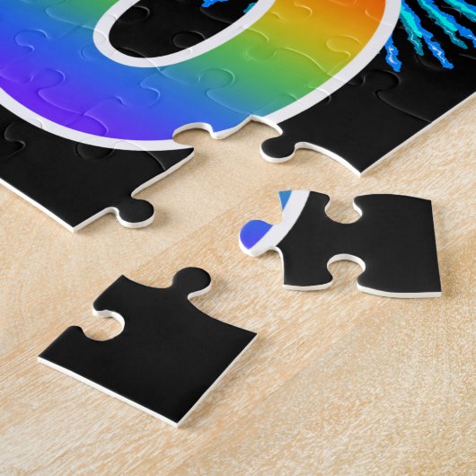 Fun Fireworks + Regenbogenmuster "70" Geburtstag # Puzzle (Seite)