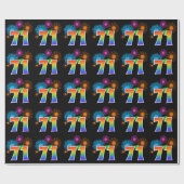 Fun Fireworks + Regenbogenmuster "71" Ereignisnumm Geschenkpapier (Flach)