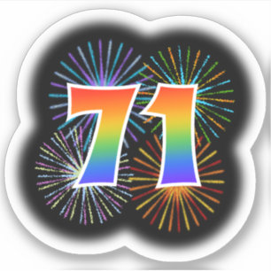 Fun Fireworks + Regenbogenmuster "71" Event # Aufkleber