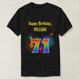 Fun Fireworks + Regenbogenmuster "71" Geburtstag # T-Shirt