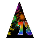 Fun Fireworks + Regenbogenmuster "73" Geburtstag # Partyhütchen (Rechts)