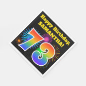 Fun Fireworks + Regenbogenmuster "73" Geburtstag # Serviette (Ecke)