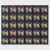 Fun Fireworks + Regenbogenmuster "74" Ereignisnumm Geschenkpapier (Flach)