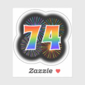 Fun Fireworks + Regenbogenmuster "74" Event # Aufkleber (Blatt)