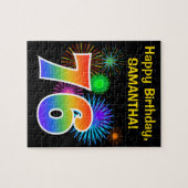 Fun Fireworks + Regenbogenmuster "76" Geburtstag # Puzzle (Horizontal)