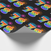 Fun Fireworks + Regenbogenmuster "78" Ereignisnumm Geschenkpapier (Ecke)