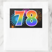 Fun Fireworks + Regenbogenmuster "78" Ereignisnumm Rechteckiger Aufkleber (Tasche)