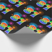 Fun Fireworks + Regenbogenmuster "81" Ereignisnumm Geschenkpapier (Ecke)