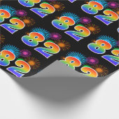 Fun Fireworks + Regenbogenmuster "82" Ereignisnumm Geschenkpapier (Ecke)