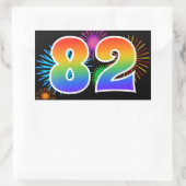 Fun Fireworks + Regenbogenmuster "82" Ereignisnumm Rechteckiger Aufkleber (Tasche)