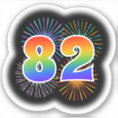 Fun Fireworks + Regenbogenmuster "82" Event # Aufkleber (Vorderseite)