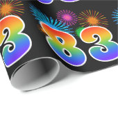 Fun Fireworks + Regenbogenmuster "83" Ereignisnumm Geschenkpapier (Rolleneckpunkt)