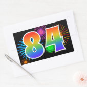 Fun Fireworks + Regenbogenmuster "84" Ereignisnumm Rechteckiger Aufkleber (Umschlag)