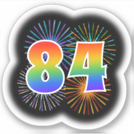 Fun Fireworks + Regenbogenmuster "84" Event # Aufkleber
