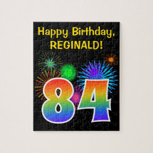 Fun Fireworks + Regenbogenmuster "84" Geburtstag # Puzzle