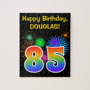 Fun Fireworks + Regenbogenmuster "85" Geburtstag # Puzzle