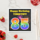 Fun Fireworks + Regenbogenmuster "85" Geburtstag # Serviette (Beispiel)