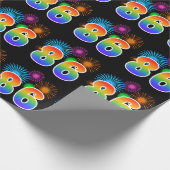 Fun Fireworks + Regenbogenmuster "86" Ereignisnumm Geschenkpapier (Ecke)