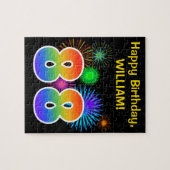 Fun Fireworks + Regenbogenmuster "88" Geburtstag # Puzzle (Horizontal)
