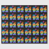 Fun Fireworks + Regenbogenmuster "92" Ereignisnumm Geschenkpapier (Flach)