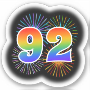 Fun Fireworks + Regenbogenmuster "92" Event # Aufkleber