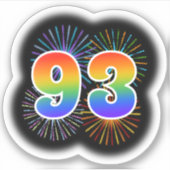 Fun Fireworks + Regenbogenmuster "93" Event # Aufkleber (Vorderseite)