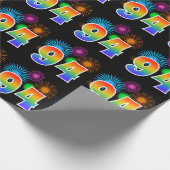 Fun Fireworks + Regenbogenmuster "94" Ereignisnumm Geschenkpapier (Ecke)