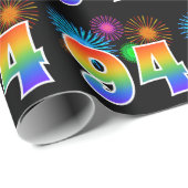 Fun Fireworks + Regenbogenmuster "94" Ereignisnumm Geschenkpapier (Rolleneckpunkt)