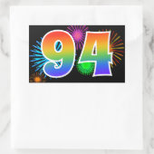 Fun Fireworks + Regenbogenmuster "94" Ereignisnumm Rechteckiger Aufkleber (Tasche)