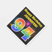 Fun Fireworks + Regenbogenmuster "94" Geburtstag # Serviette (Ecke)