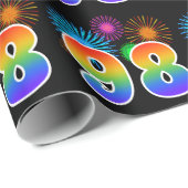 Fun Fireworks + Regenbogenmuster "98" Ereignisnumm Geschenkpapier (Rolleneckpunkt)