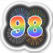 Fun Fireworks + Regenbogenmuster "98" Event # Aufkleber (Vorderseite)