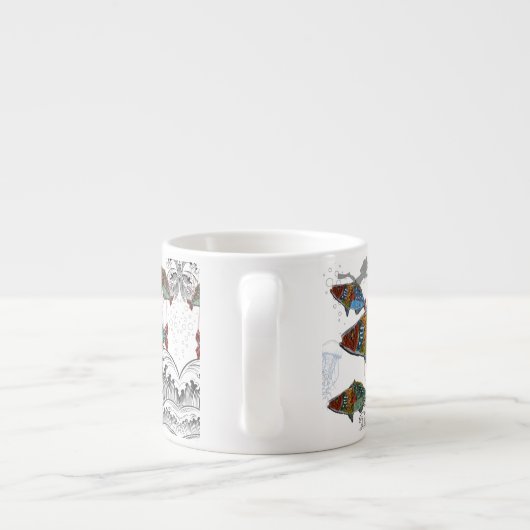 Fun Fish Mug Design using Needle Punch fish design Espressotasse (Rückseite)