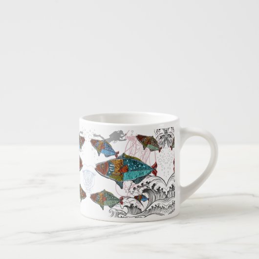 Fun Fish Mug Design using Needle Punch fish design Espressotasse (Rechts)